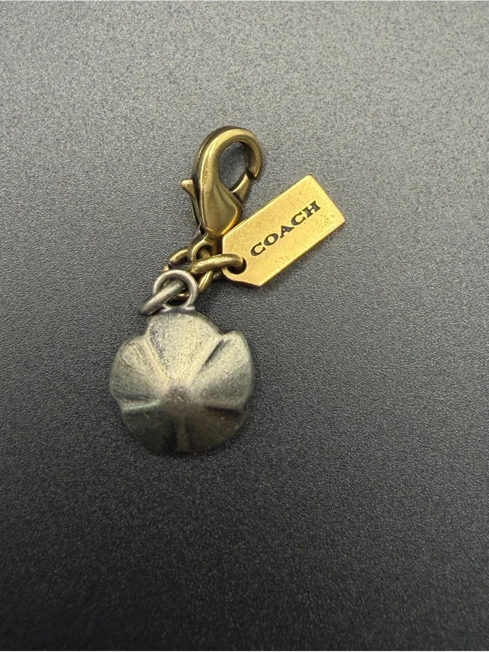 Coach Two-Tone Flower Charm Key Clip - Gold and Silver